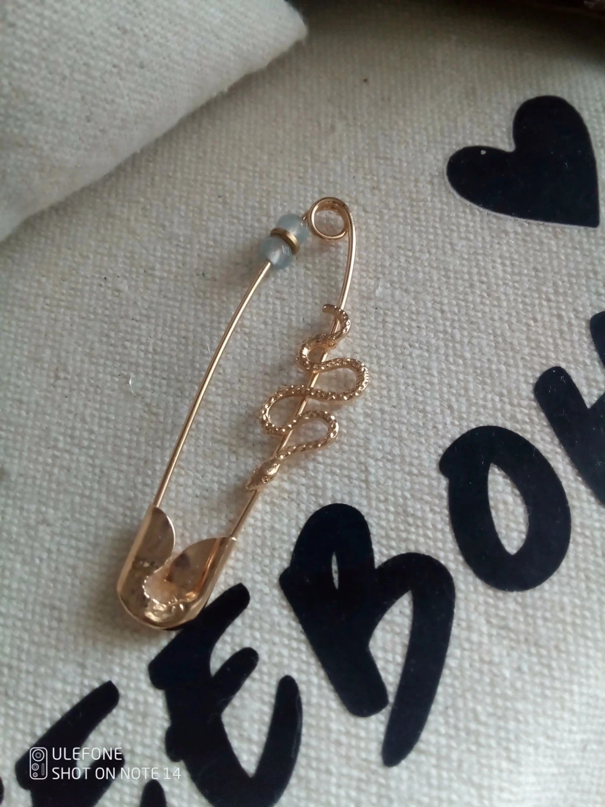 Boucle d'oreille épingle serpent et pierres aigue marine – photo 2